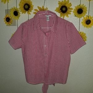 Forever 21 ★women's red and white squeared blouse